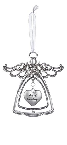 Ganz 3” Tall Detailed Angel with Dangling Heart Center Ornament (“Angel Blessings”)
