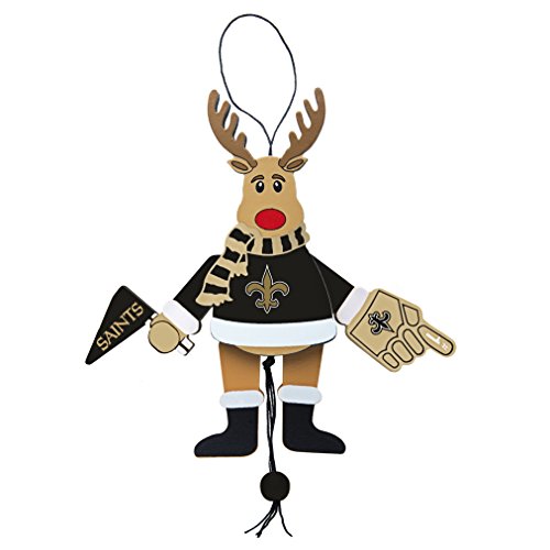 NFL New Orleans Saints Wooden Cheer Ornament, Brown, 5.25″