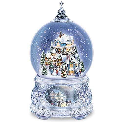 Thomas Kinkade Snowglobe With Crystal Base, Lights, Music: Home For The Holidays by The Bradford Exchange