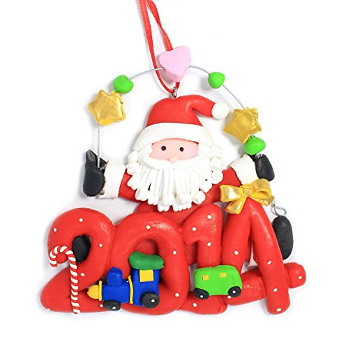 Holiday Lane Annual 2014 Molded Clay Red Santa Christmas Ornament