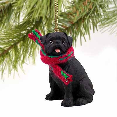1 X Pug Miniature Dog Ornament – Black
