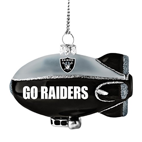 NFL Oakland Raiders Glitter Blimp Ornament, Silver, 3″ x 2.25″