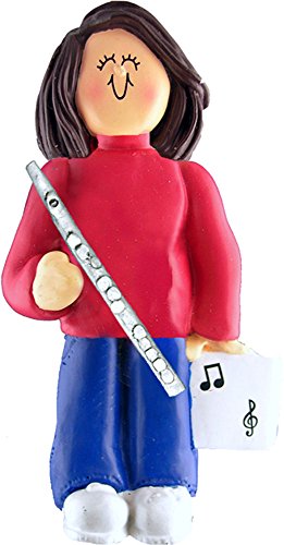 Music Treasures Co. Female Musician Flute Ornament – Brown