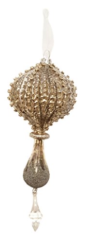Mercury Glass Ornament With Ornate Embellishment (Teardrop)