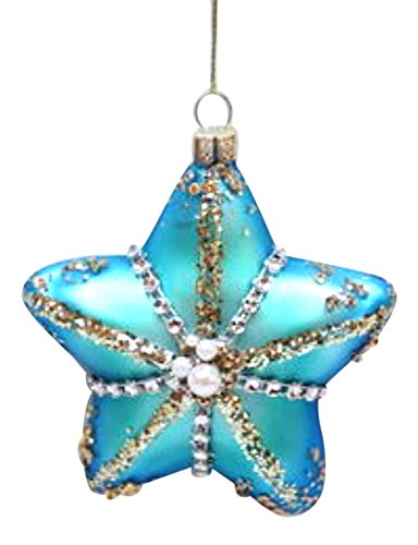 December Diamonds Blown Glass Ornament – Blue Starfish