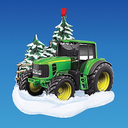 John Deere Green Farm Tractor in the Snow Christmas Ornament