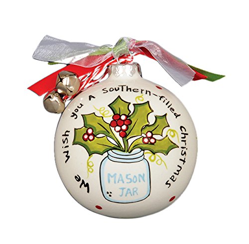 Hand Painted “We Wish You A Southern-filled Christmas” Mason Jar Haning Tree Ornament