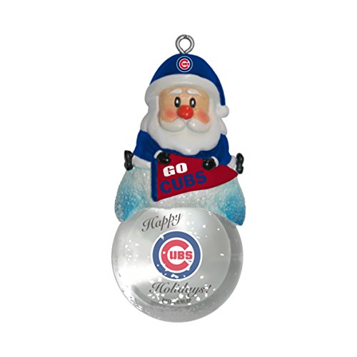 MLB Chicago Cubs Snow Globe Ornament, Silver, 1.5″