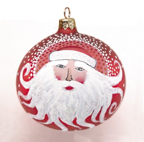 Christina’s World Red Windswept Santa Hand-Painted Glass Christmas Ornament, 112mm