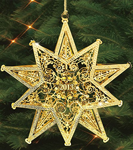 The Danbury Mint 2013 Annual Gold Christmas Ornament Star of Wonder