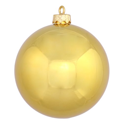 Vickerman Drilled UV Shiny Ball Ornaments, 3-Inch, Gold, 12-Pack