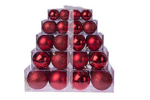 Christmas Red Shatterproof Orbs and Ornaments Cake Box – 80mm 40 Pack