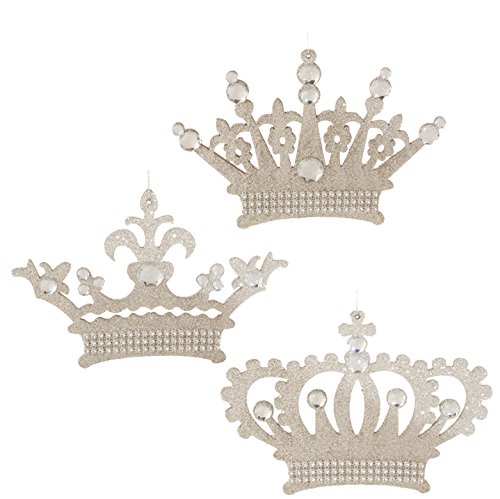 Glitterred Crown Christmas Ornament – Set of 3 – 5 Inches