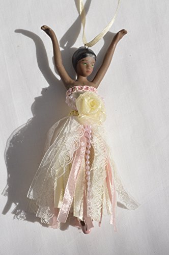 African American Ballerina Ornament with Tulle Tutu Skirt