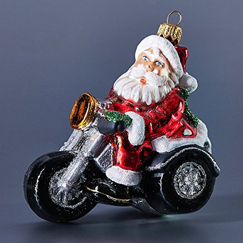 Motorcycle santa Christmas ornament