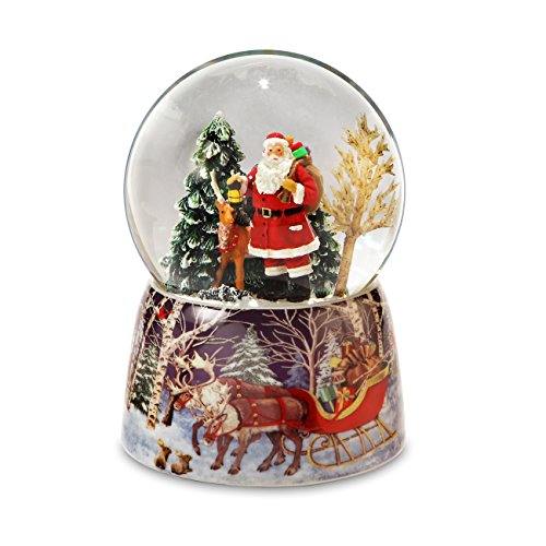 Santa and Reindeer Christmas Snow Globe San Francisco Music Box Company