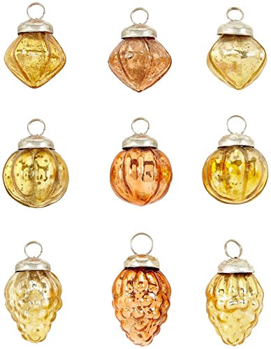 Creative Co-Op 1H mercury glass ornaments, copper & gold, set of 36
