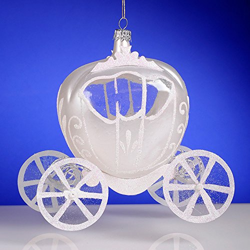De Carlini Cinderella White Carriage Italian Mouthblown Glass Christmas Ornament