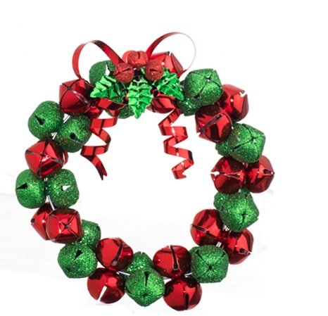 RAZ Imports – 4″ Christmas Jingle Bell Wreath Christmas Tree Ornaments / Christmas Decoration (Red/Green)