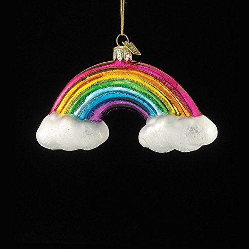 Noble Gems Rainbow and Clouds Glass Christmas Ornament