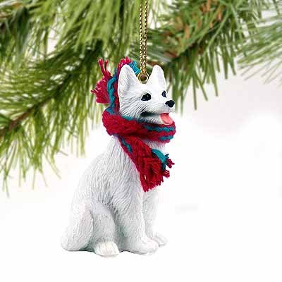 1 X German Shepherd Miniature Dog Ornament – White
