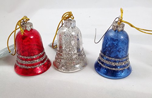 AMERICANA Glass Bell ornaments Red White Blue Bethany Lowe 4th Of July NEW
