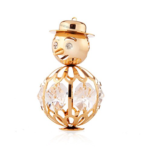 24k Gold Plated Snowman Ornament Made with Swarovski Elements Crystals By Charming Temptations