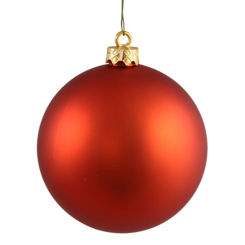 Vickerman Drilled UV Matte Ball Ornaments, 3-Inch, Burnished Orange, 12-Pack