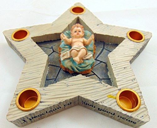 Advent Wreath Star Shaped Christmas Nativity Gift 9 Inch Wide