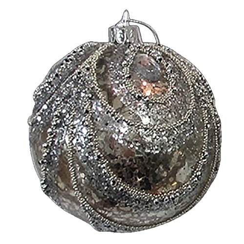 Christmas Ornament Glass Silver Glittered C9984-BALL by Kurt Adler