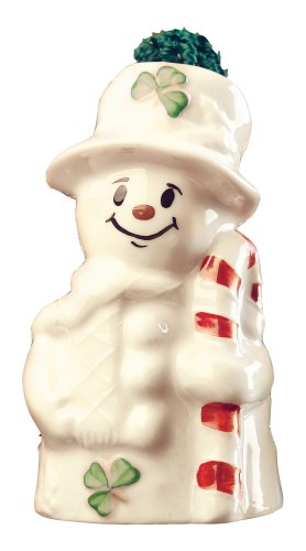 Belleek Candy Cane Snowman Ornamemt