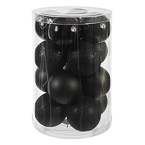 Vickerman Drilled UV Matte Ball Ornaments, 3-Inch, Black, 12-Pack