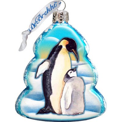 G. Debrekht Penguin Family Glass Ornament