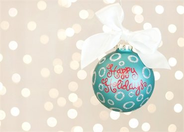 Coton Colors Painted Christmas Ornaments, Usher in the Season with an Updated, Unexpected Palette. Polished and Posh, the Modern, Graphic Happy Holidays Ornament Is Simple and Sophisticated with a Shimmer of Glitter Dusting for Making Memories.