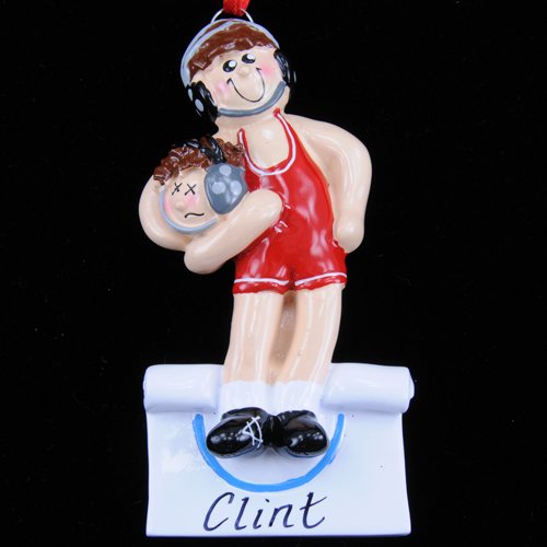 Wrestler Boy Brown Personalized Christmas Tree Ornament