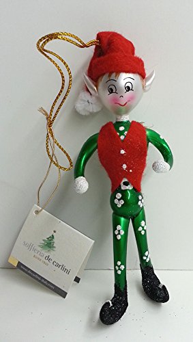 De Carlini Little Elf Italian Mouthblown Glass Christmas Ornament