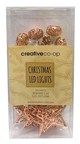 Lighted LED Copper Stars and Ornament String Light Set – 63-in
