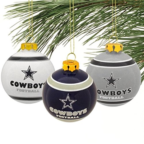NFL Glass Ball Christmas Ornament Set of 3-Dallas Cowboys