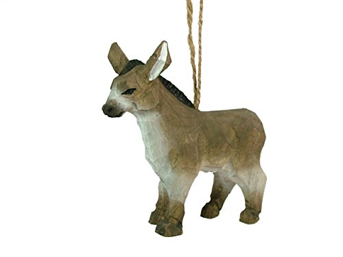 Carved Wood Domestic Donkey Foal African Wild Ass Farm Christmas Tree Ornament
