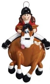 English Rider Girl on Pony Ornament