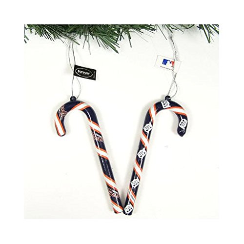Detroit Tigers Official MLB 5 inch Candy Cane Christmas Ornament Set by Forever Collectibles 508813