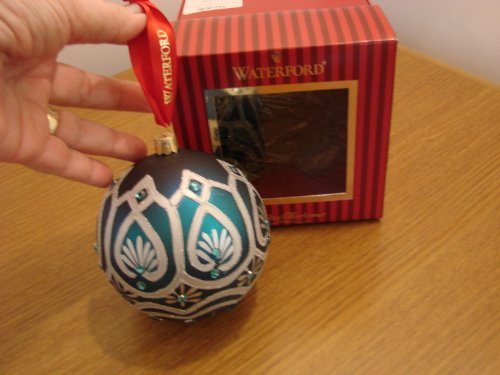 Waterford Navy Regal Ball Glass Christmas Ornament NIB
