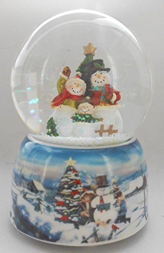 Lightahead® Resin 100MM Snowman with printed picture base musical water ball Table Top Decoration