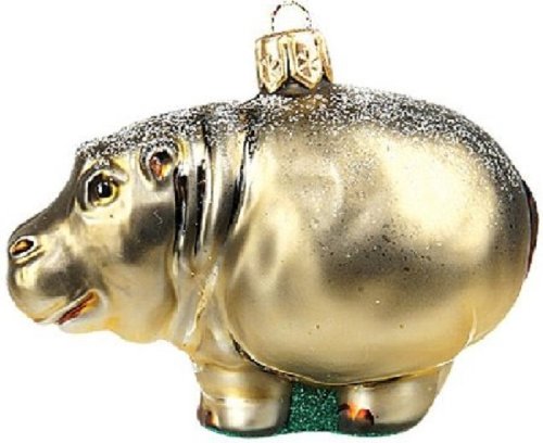 Hippopotamus Wildlife Hippo Polish Glass Christmas Ornament Made in Poland