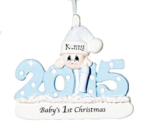 Personalized Christmas Ornament – 2015 Baby Blue – Free Names Added, Shipped Next Day