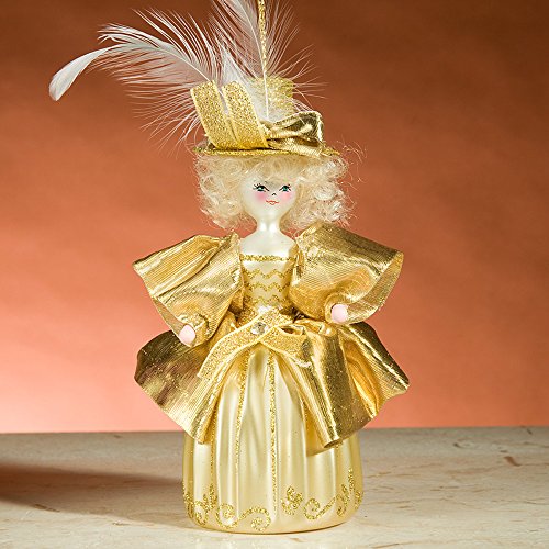De Carlini Irene Adler in Gold Dress Italian Mouthblown Glass Christmas Ornament