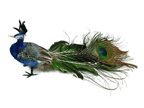 New 11″ Peacock with Clip Feather Bird Zoo Christmas Ornament Creative Co-op