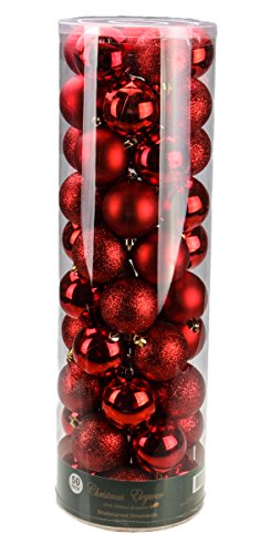 Red Decorative Christmas 60mm Shatterproof Orbs and Ornaments – 50 Pack