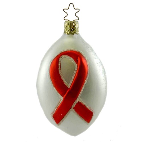 Inge Glas LIFE Blown Glass Ornament Heart Aids 117107