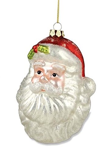 Bethany Lowe Retro Santa Head Glass Ornament LO3551 (White Collar)